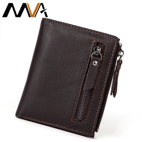 MVA Men Wallets Genuine Leather Wallet for Credit Card Holder Zip Small Wallet Man Leather Wallet