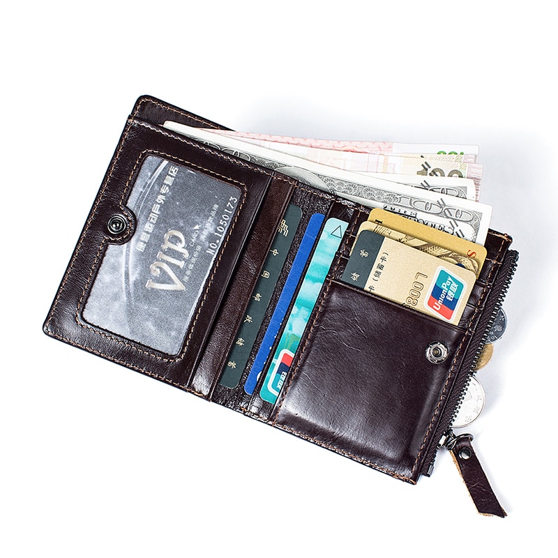 Genuine full Leather man mini small wallet Money id credit cards holder  pocket Ta daviscase