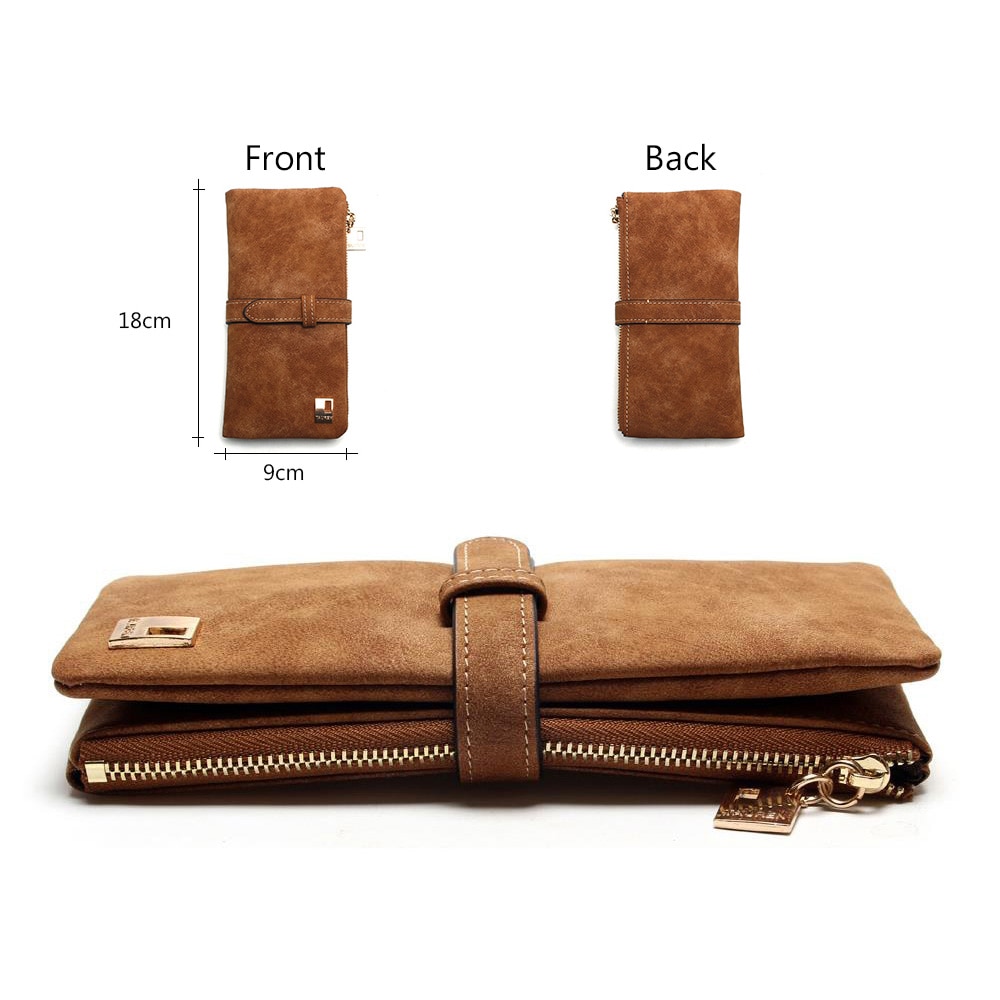 Simple Letter Detail Long Wallet, Casual Faux Leather Fold Wallet