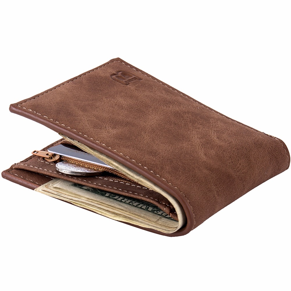 rustic brown money clip men's leather wallet — MUSEUM OUTLETS