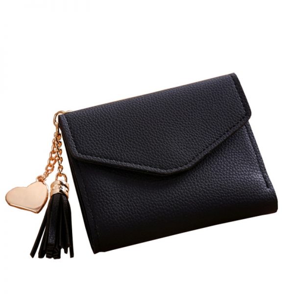 fashion solid tassel women wallet for credit cards small luxury brand leather short womens wallets
