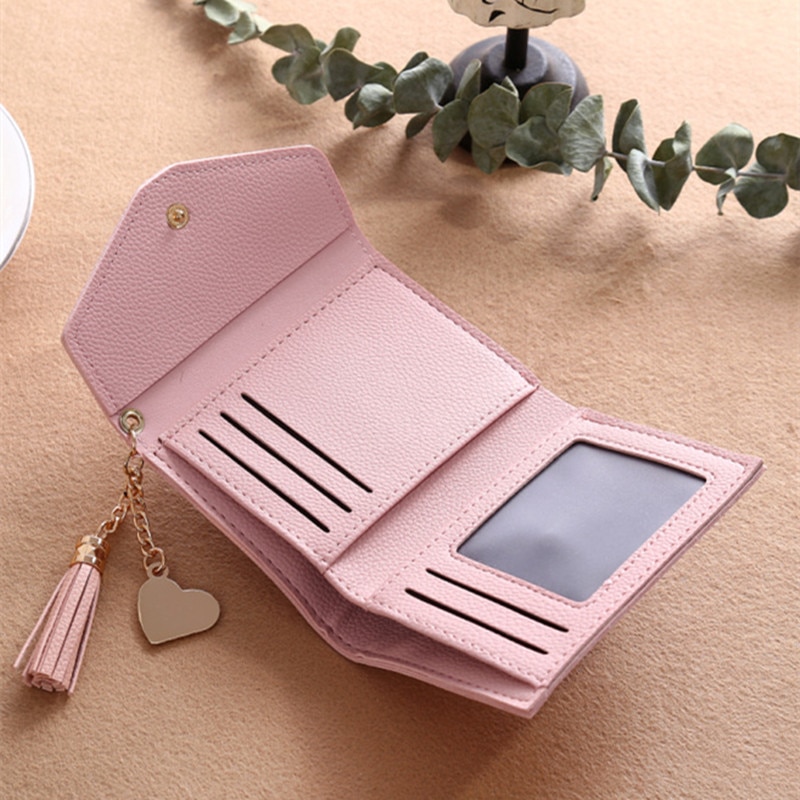 Fashion Ladies Pu Mini Wallet Card Key Holder Coin Purse Solid