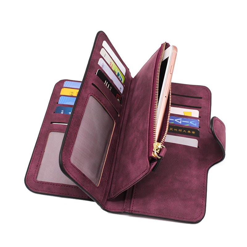 Fashion Long Solid Color Pu Leather Wallet Solid Color - Temu