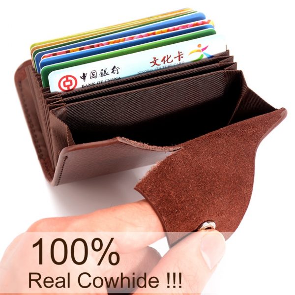 COHEART Genuine Leather Card Wallet for Men and Women Cowhide Business Card Holder Credit Card Purse