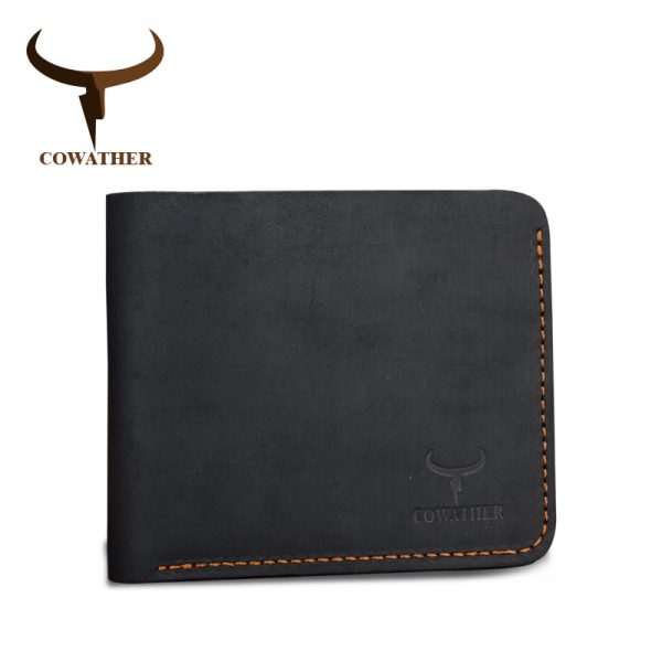 COWATHER Crazy horse leather men wallets Vintage genuine leather wallet for men cowboy top leather thin