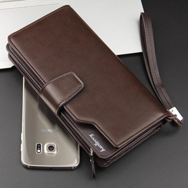 Card holder Leather Wallet men Long Design Quality passport cover Fashion Casual Mens Purse Zipper Multi