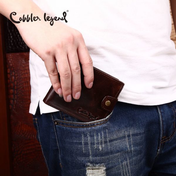 Cobbler Legend Real Cowhide Leather Bifold Clutch Genuine Leather Men s Short Wallets Coin Purses Male