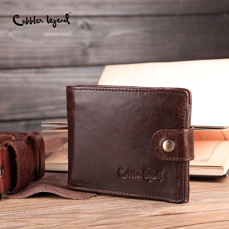 Cowhide Leather Bifold Clutch Genuine Men's Short Leather Wallet