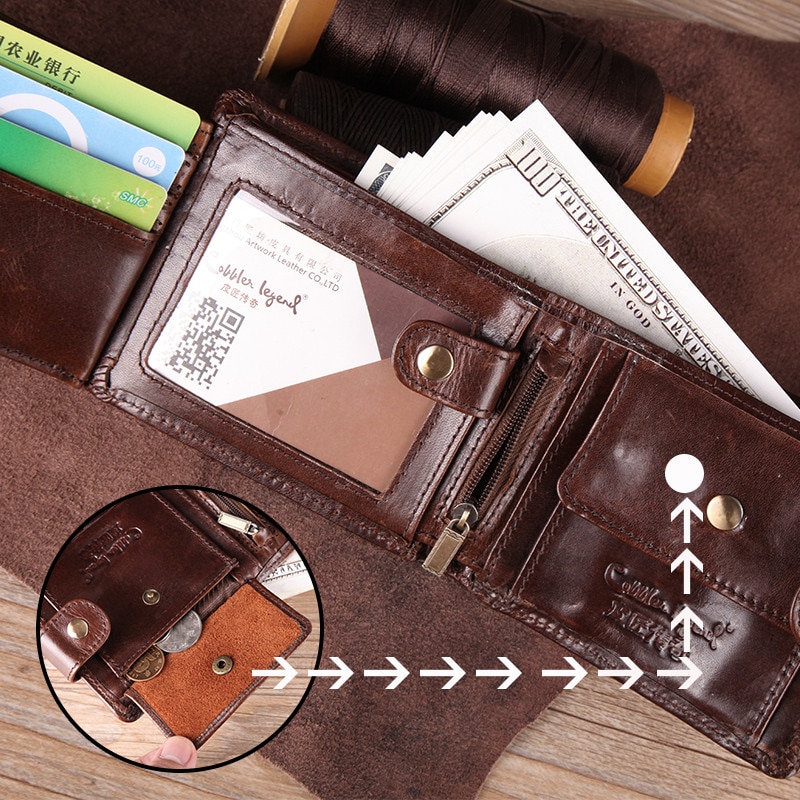 Handmade men's leather wallet West Virginia chocolate mens purse WB