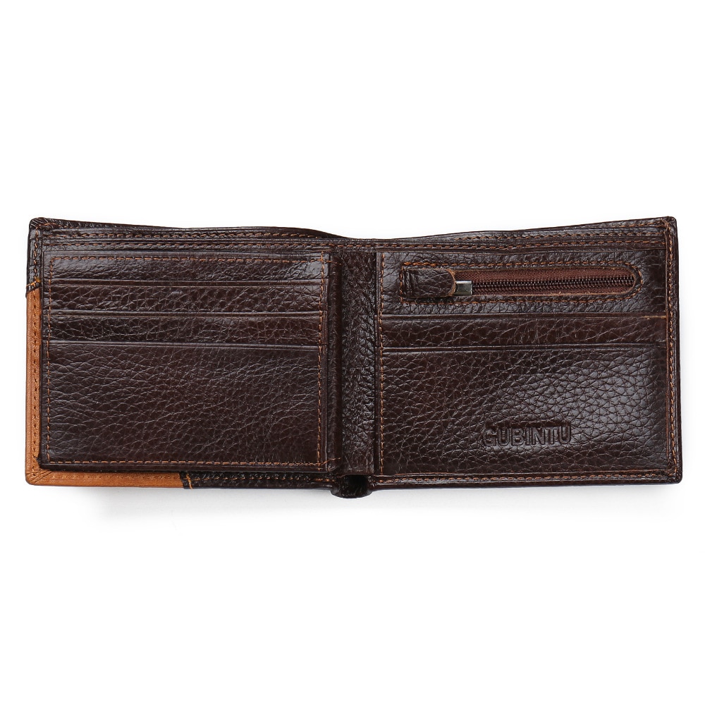 Luxury Genuine leather Men&#39;s Wallet with Coin Pocket Zipper