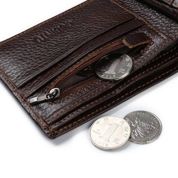 Famous Luxury Brand Genuine Leather Men Wallets Coin Pocket Zipper Men s Leather Wallet with Coin