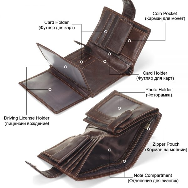 MISFITS Vintage Men Wallet Genuine Leather Short Wallets Male Multifunctional Cowhide Purse Coin Pocket Driver License