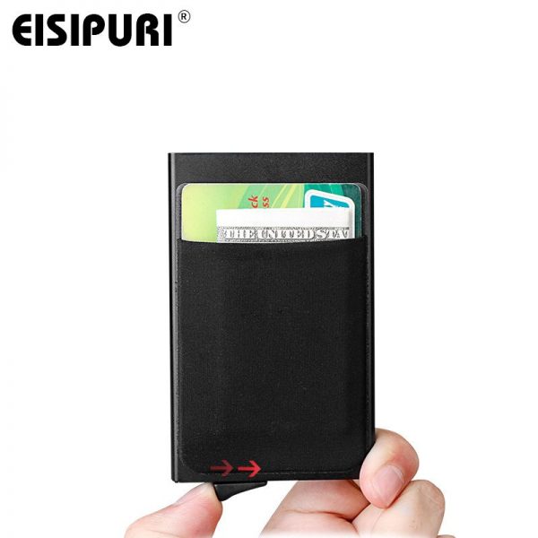 Men Aluminum Wallet With Back Pocket ID Card Holder RFID Blocking Mini Slim Metal Wallet Automatic