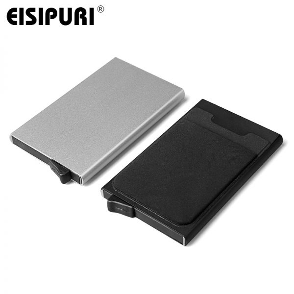 Men Aluminum Wallet With Back Pocket ID Card Holder RFID Blocking Mini Slim Metal Wallet Automatic
