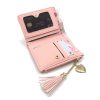 Small Tassel Women Wallet  Luxury Brand Short Design Leather Double Zip Two Fold Female Purse