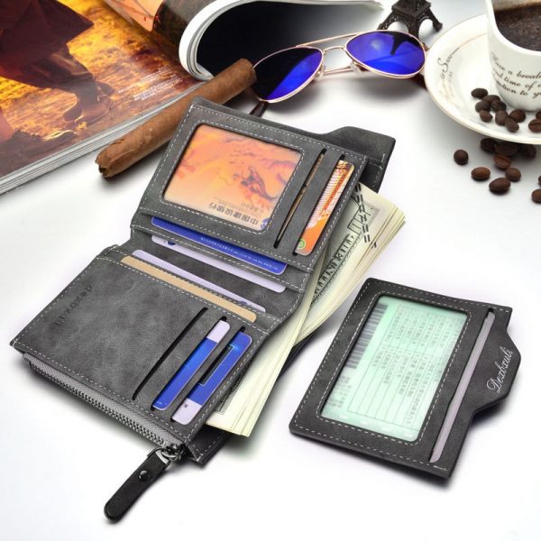 Wallet Men Soft Leather wallet with removable card slots multifunction men wallet purse male clutch top