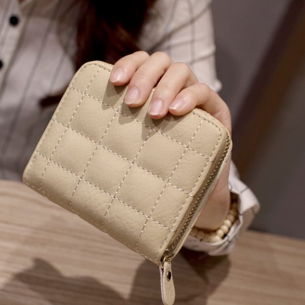 Women Short Wallets PU Leather Female Plaid Purses Nubuck Card Holder Wallet Fashion Woman Small Zipper