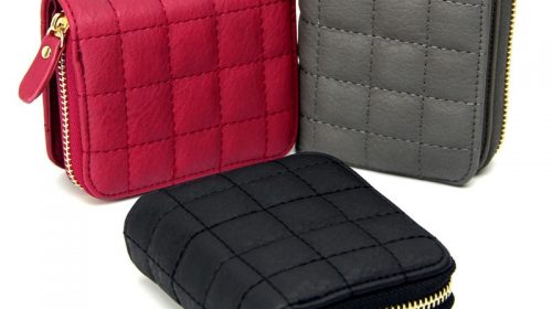 Leather Plaid Zipper Purse
