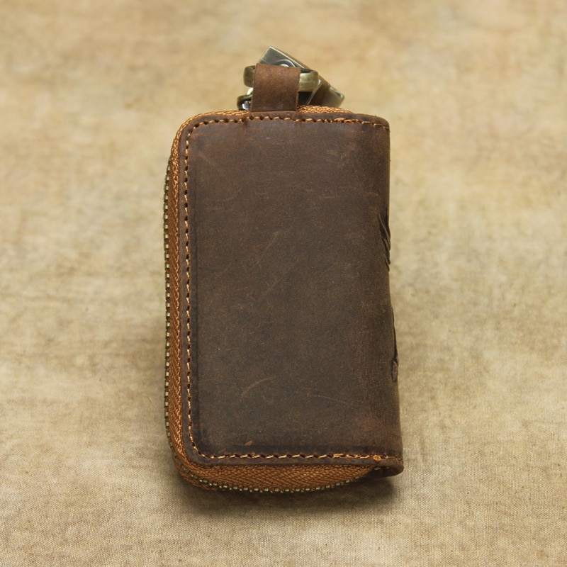 100% Genuine Leather Horse Carving Keychain Zipper Wallets | Willie's ...