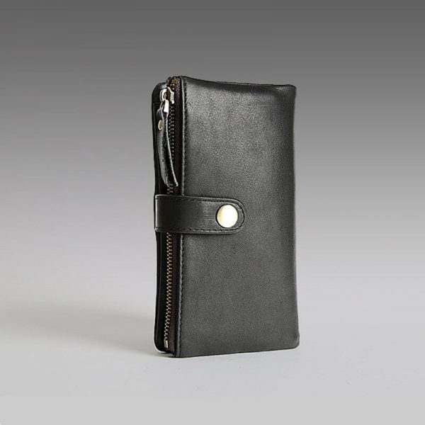 Spilt Leather Man Key Wallet High Capacity Cowhide ID Card Holder Zipper Multi function Car