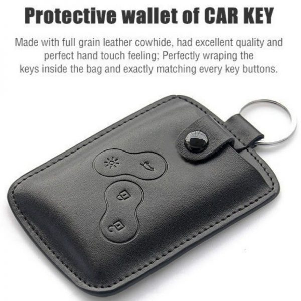 Pc Men Fashion Black Leather Car Key Cover Case Wallet Holder Shell for Car Renault Scenic