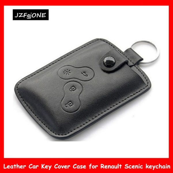 Pc Men Fashion Black Leather Car Key Cover Case Wallet Holder Shell for Car Renault Scenic