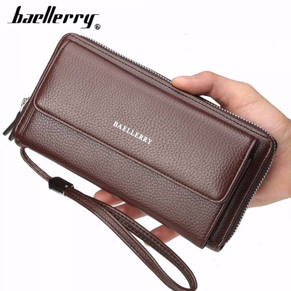 Baellerry PU Leather Men Clutch Wallets Zipper Large Capacity Hand Strap Men Wallet Luxurious Business