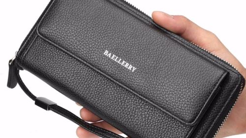 Baellerry PU Leather Men Clutch Wallets Zipper Large Capacity Hand Strap Men Wallet Luxurious Business