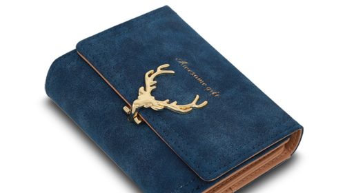 Latest Christmas Deer Women Leather Wallet VintageTri Folds Luxury Cash Purse Girl Small Black Clutch