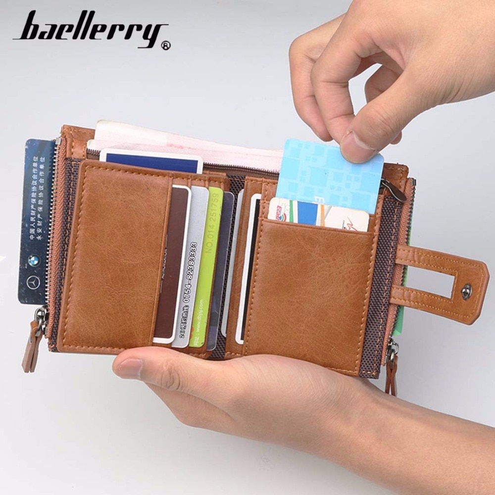Baellerry Men’s Double Zipper High Quality Vintage Wallets