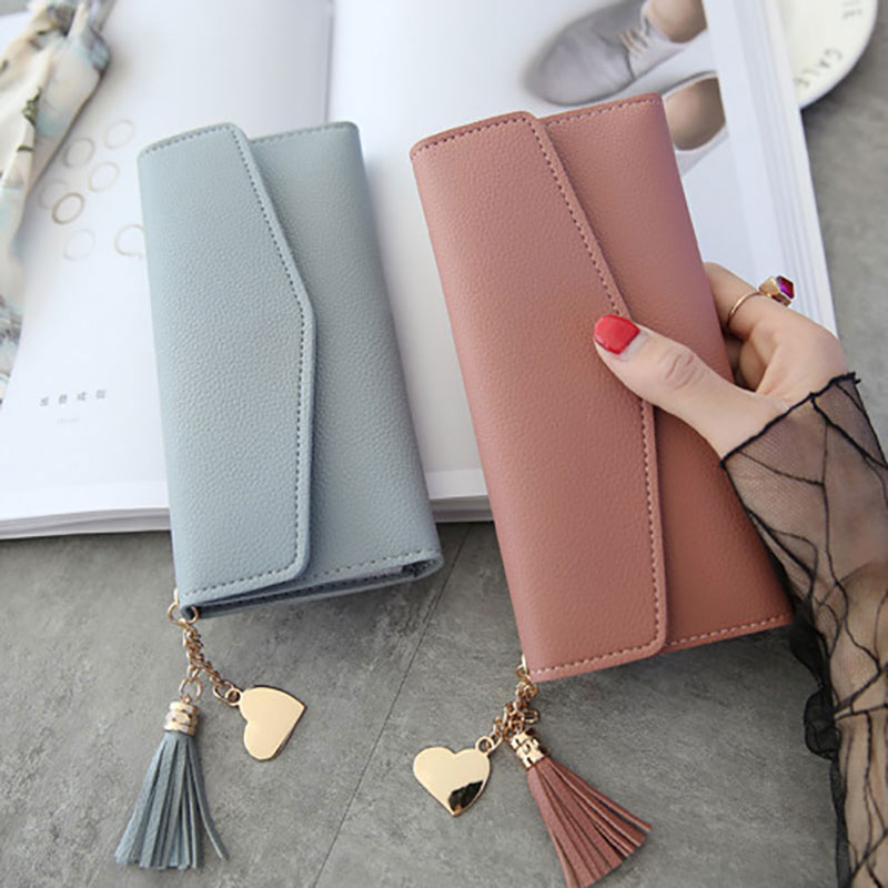 Fashion Women Wallets Simple Zipper Purses Long Section Clutch Wallet Soft  PU Leather Money Bag-light Purple 