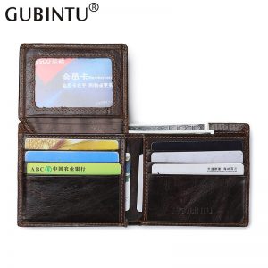 Gubintu Men Short Wallets Genuine Leather Wallet Card Holder Coin Pocket Business Brand High Quality