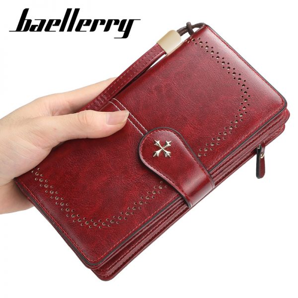 Hollow Out Women Wallets Large Long Wallet Fashion Top Quality PU Leather Card Holder Female