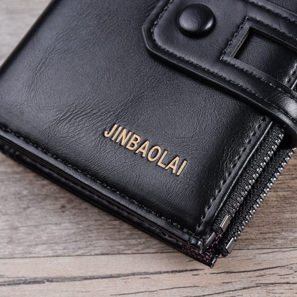 Men Wallets Short PU Leather Double Zipper Hasp Men Purses Card Holder Coin Pocket Vintage