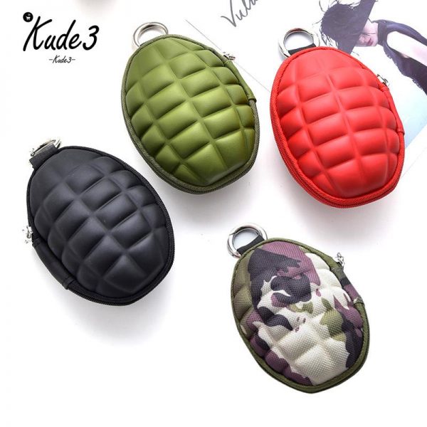 Multifunctional Grenade Shaped Car Keys Wallets PU Leather Hand Zipper Coin Purse Pouch Bag Keychain