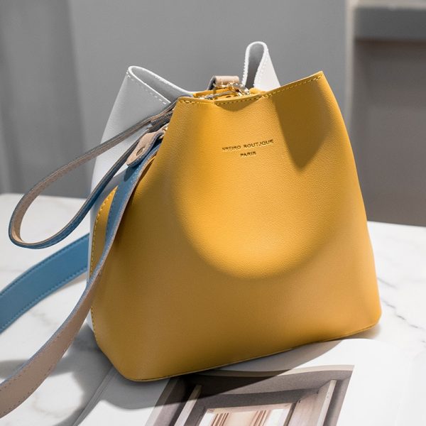 New Designer Women Handbags PU Leather Bucket Shoulder Bags Female Fashion Larger Capacity Crossbody Messenger