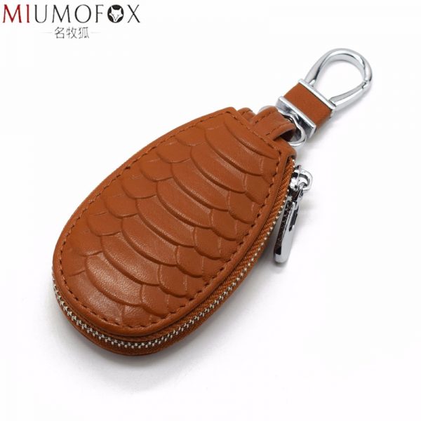 New Unisex Genuine Leather Car Key Holders Housekeeper for Men Fashion Snake Pattern Home Keychain
