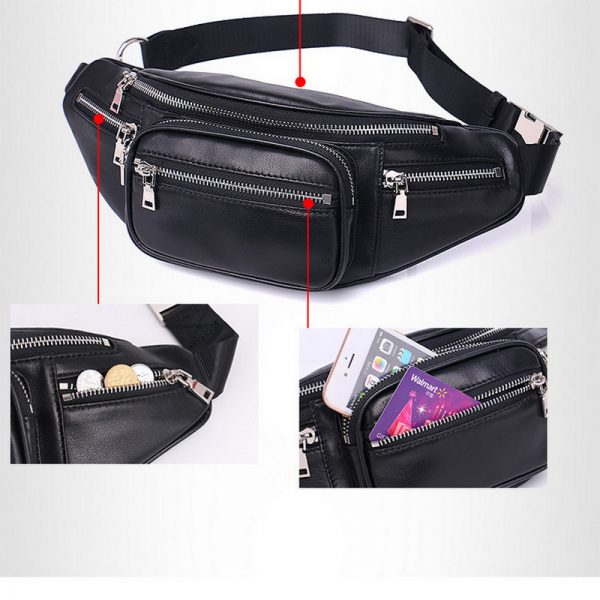 Solid PU leather handbag Women chest Pack Punk Bag Shoulder Bag Women s Belt Waist