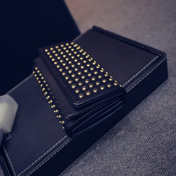Summer new rivets fashion twists and turns wallet big wild PU leather coin long wallet