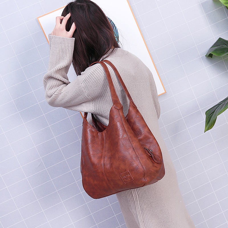 Vintage Design Large Casual Tote Bags for Women 2021 Lux Designer Handbags  Pure Color Simple Style Shoulder Bag Ladies Shopper