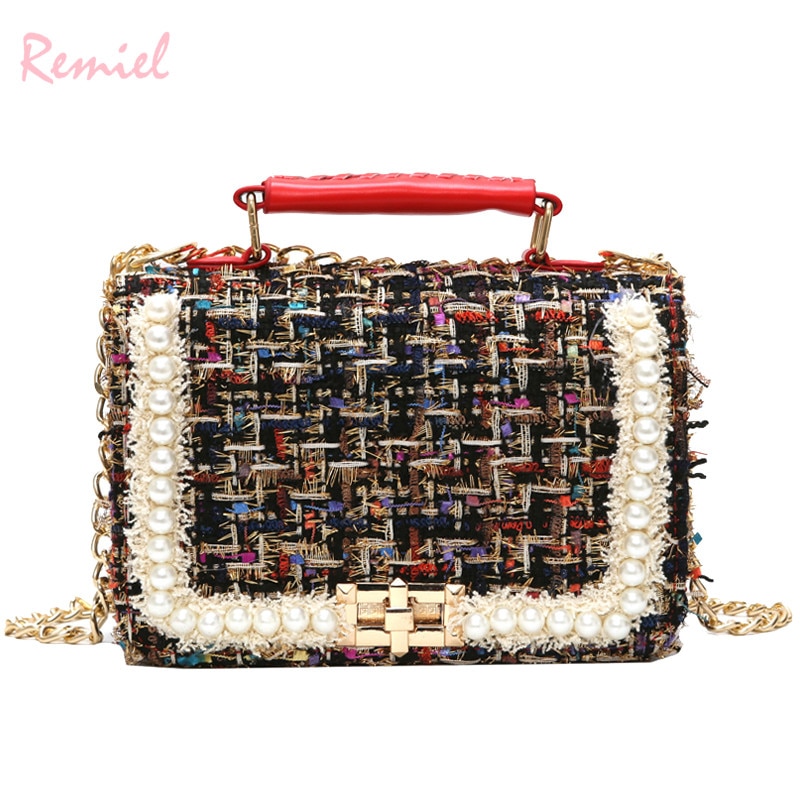 High Quality Square Tote Woolen Pearl Women’s Designer Crossbody Shoulder  Bags