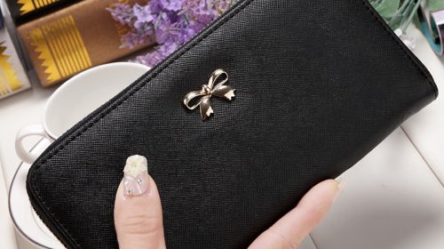 Women Long Clutch Wallets Female Fashion PU Leather Bowknot Coin Bag Phone Purses Famous Designer