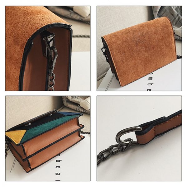 fashion quality leather Patchwork women messenger bag woman chain strap shoulder bag small crossed ladies