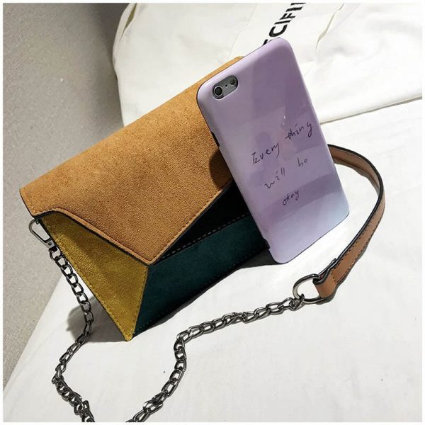 fashion quality leather Patchwork women messenger bag woman chain strap shoulder bag small crossed ladies