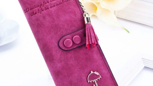 luxury brand designer long hasp women wallet clutch leather tassel zipper purse with Umbrella card