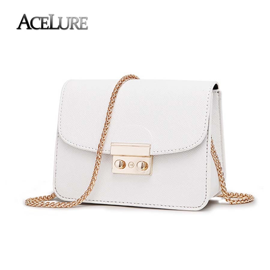 ACELURE PU Leather Women’s Small Candy Color Shoulder Bags with Chain