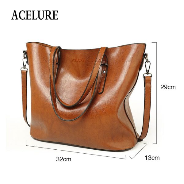 ACELURE Women Shoulder Bag Fashion Women Handbags Oil Wax Leather Large Capacity Tote Bag Casual Pu