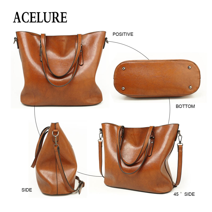 Acelure’s Oil Wax Leather Large Capacity Shoulder Bags for Women