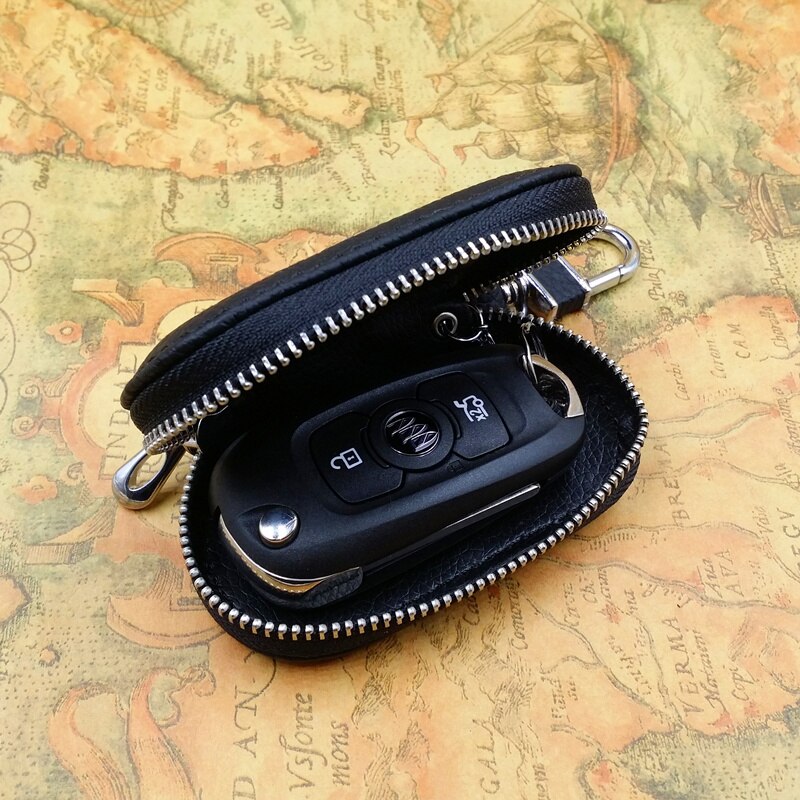 Car Key Casegenuine Leather Car Keys Wallet men Key Case With Zipper 