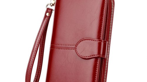 Alena Culian Hot Oil Wax Leather Women Wallet Retro Oil Skin Long Zipper Coin Bag carteira